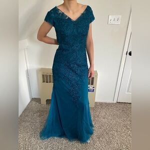 Teal Lace Maxi Dress